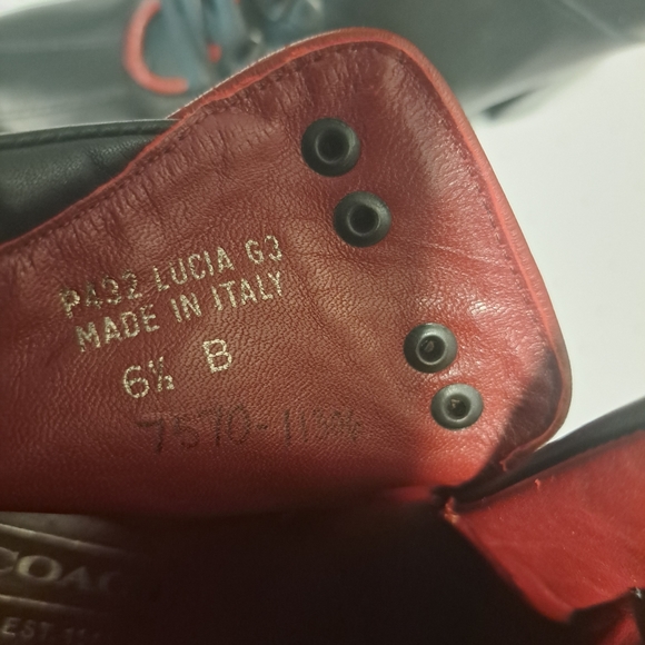 COACH Lucia Black W/Red Trim Lace  Up Heeled Boots!!! Size 6.5 - Picture 5 of 12